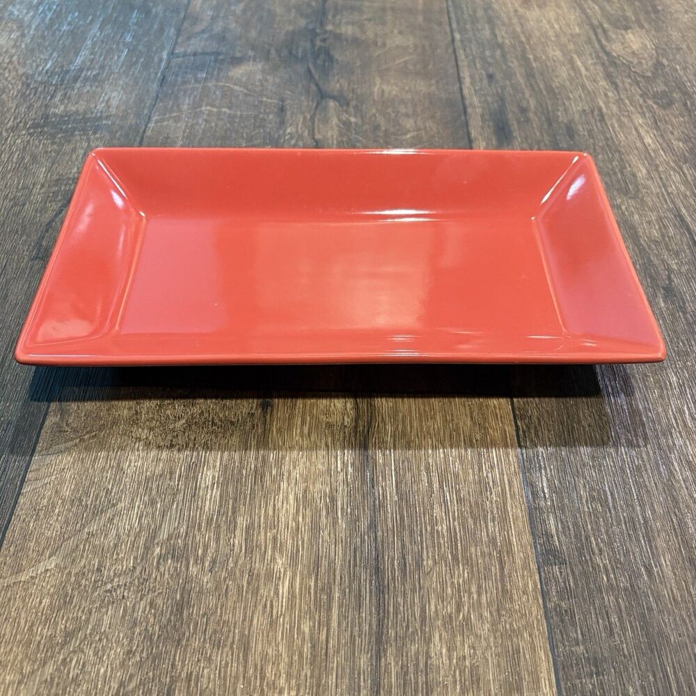 Alco Industries Rectangular Ceramic Serving Platter Tray 10.5” Red